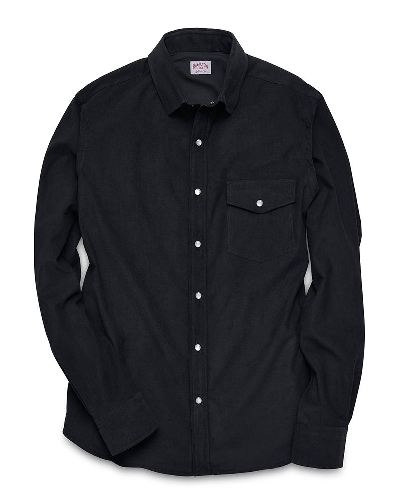 Pearl Snap Micro-Corduroy (Black)