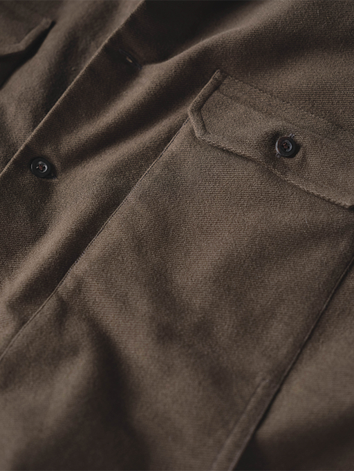 Linen Twill Shirt Jacket (Brown)