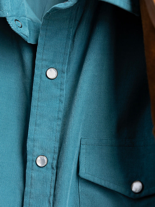 Pearl Snap Micro-Corduroy (Teal)