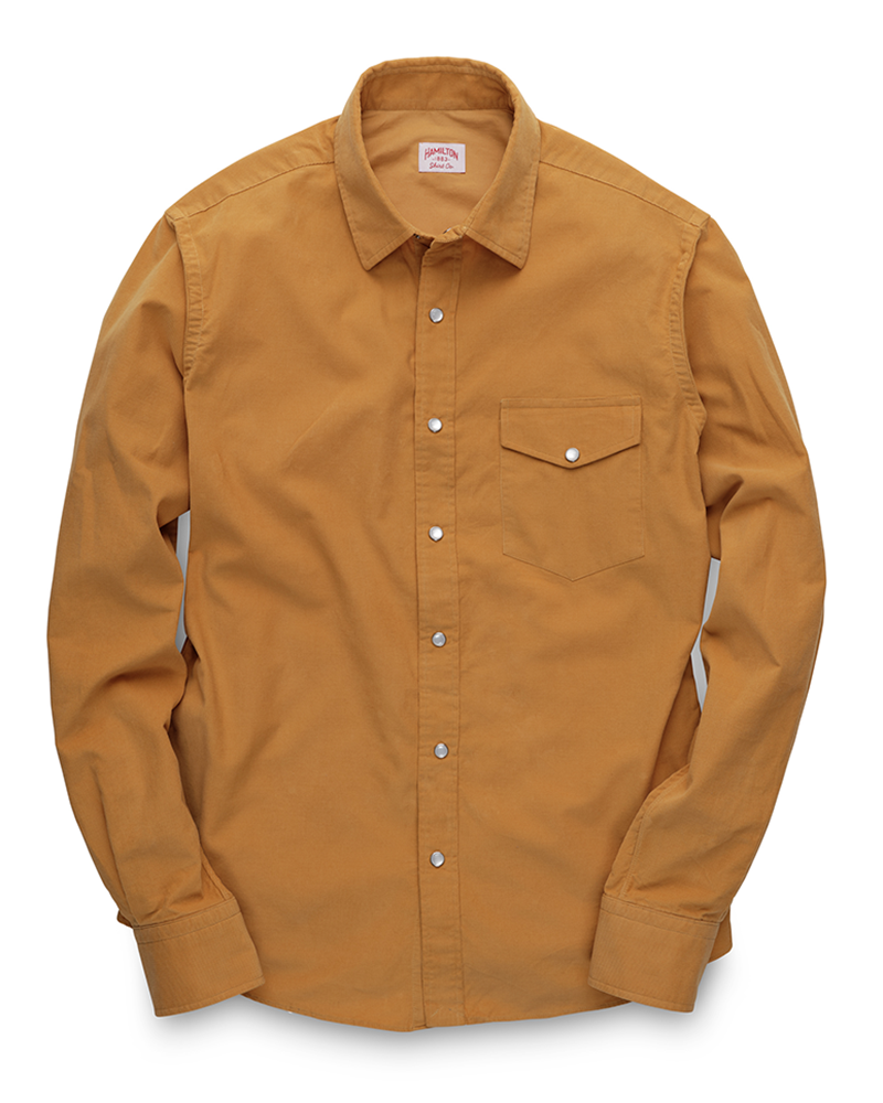 Pearl Snap Micro-Corduroy (Mustard)