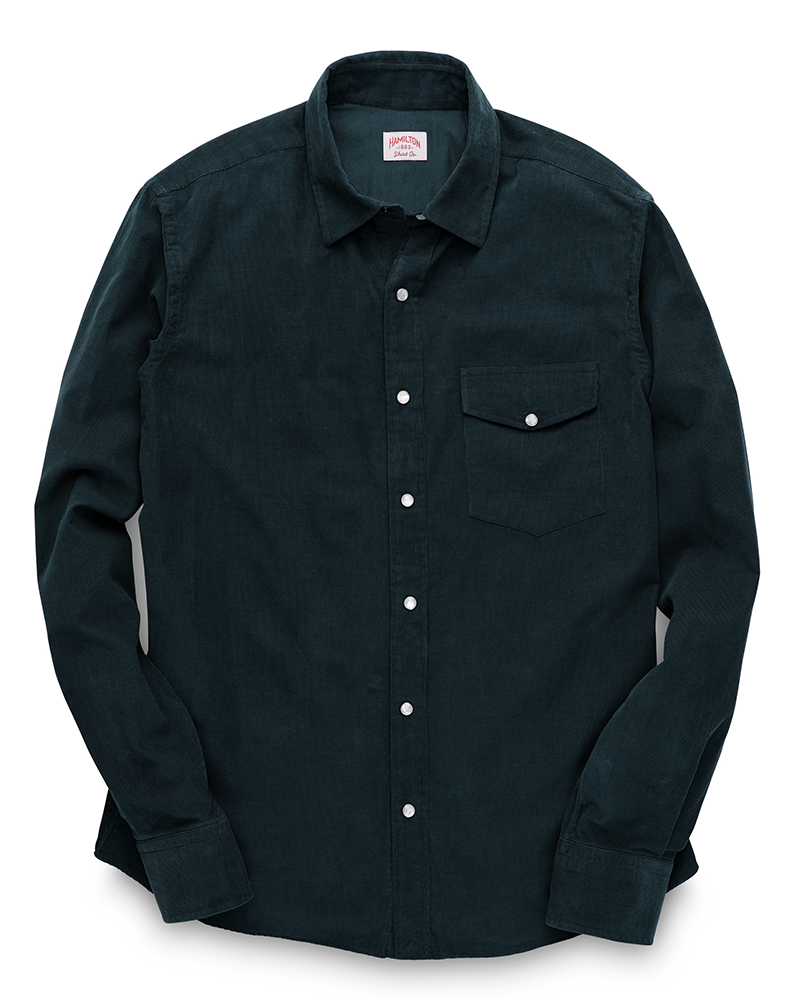 Pearl Snap Micro-Corduroy (Emerald)