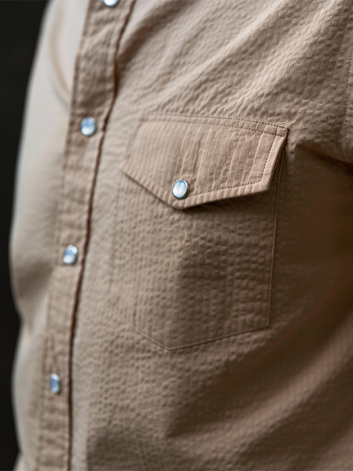 Pickett Seersucker Pearl Snap (Khaki)