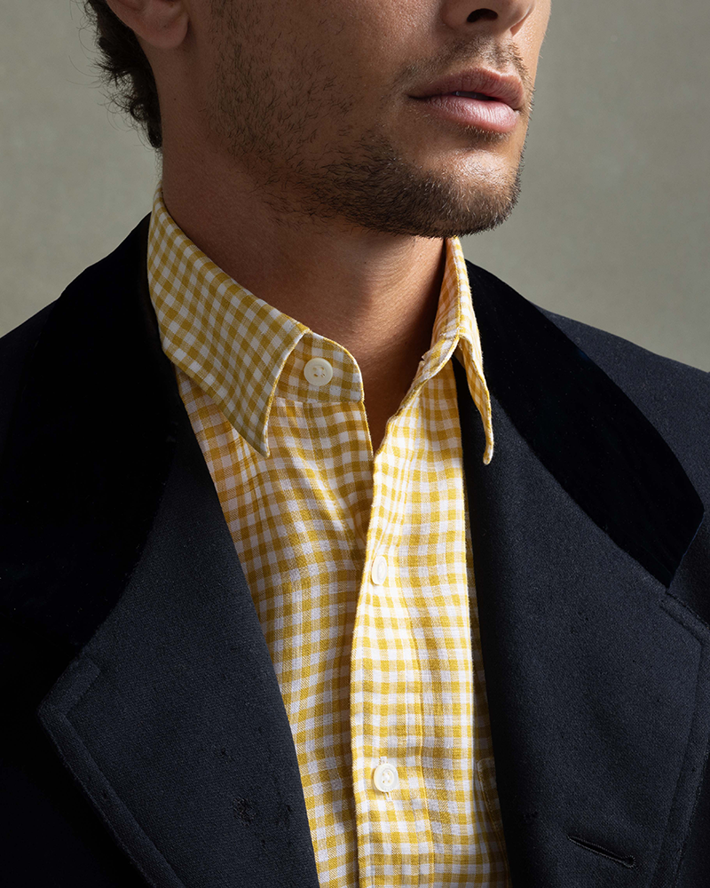 Linen Gingham Patch Pocket Utility (Yellow)