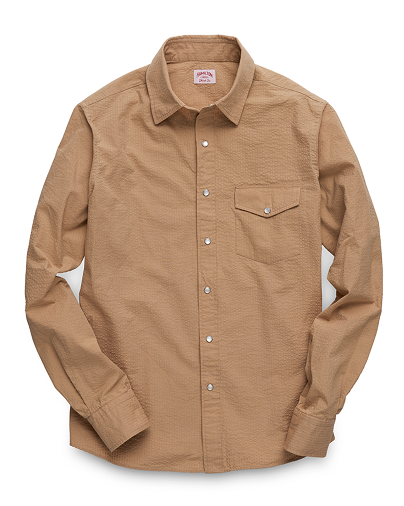 Pickett Seersucker Pearl Snap (Khaki)