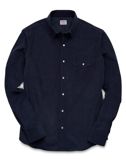 Pearl Snap Micro-Corduroy (Dark Navy)