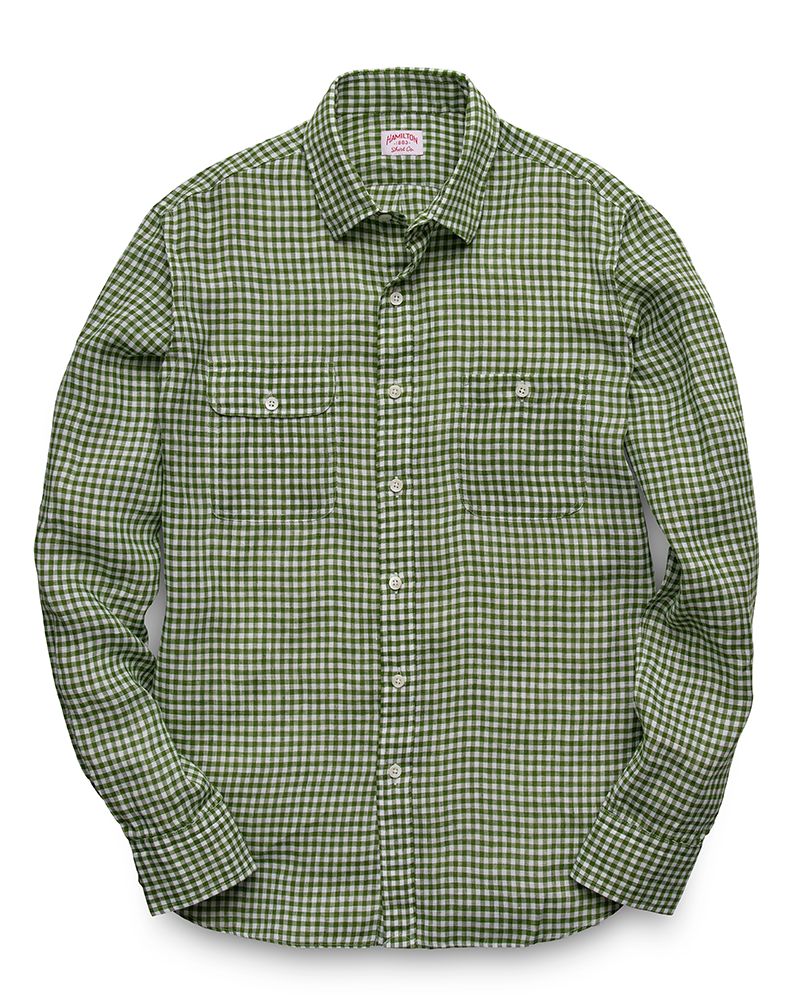 Linen Gingham Patch Pocket Utility (Green)