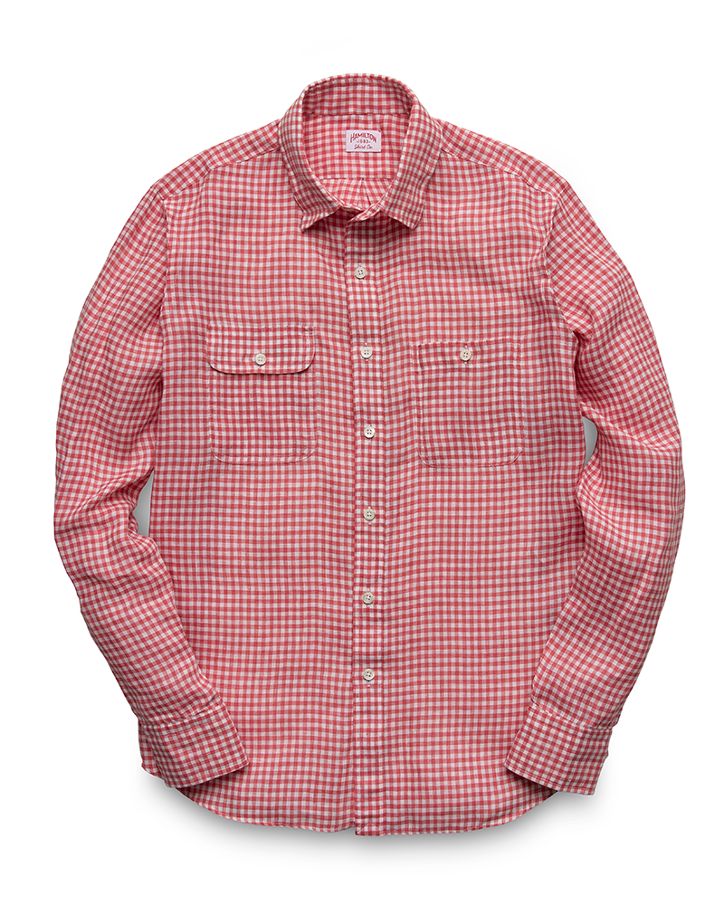 Linen Gingham Patch Pocket Utility (Strawberry)
