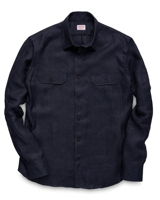 Linen Twill Shirt Jacket (Navy)